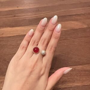 Elegant Red and Silver Women's Ring